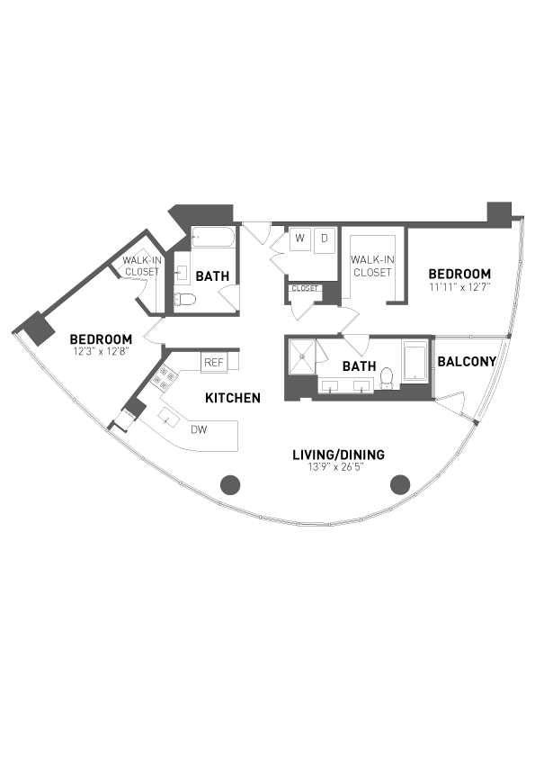 2 Bed 2 Bath-B3 floor plan