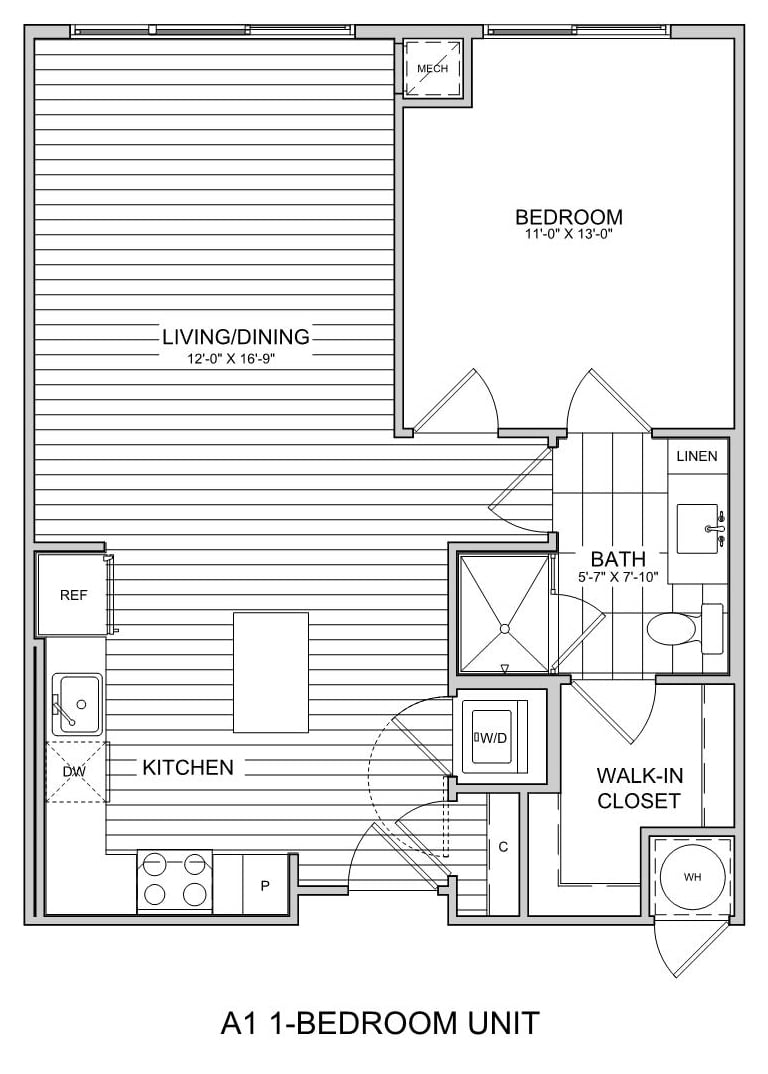 1 Bed/1 Bath-A1c floor plan