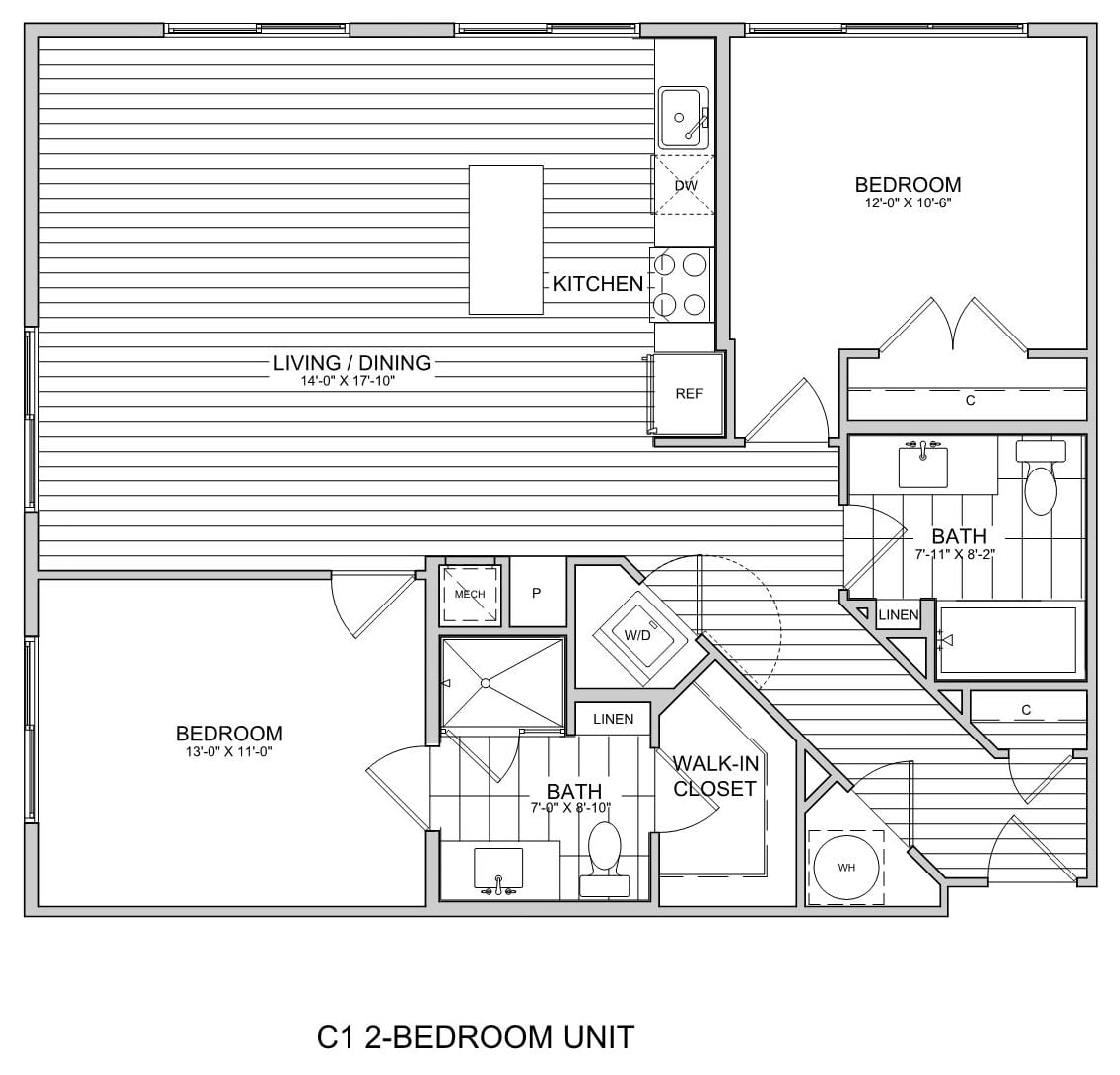 2 Bed/2 Bath-C1 floor plan
