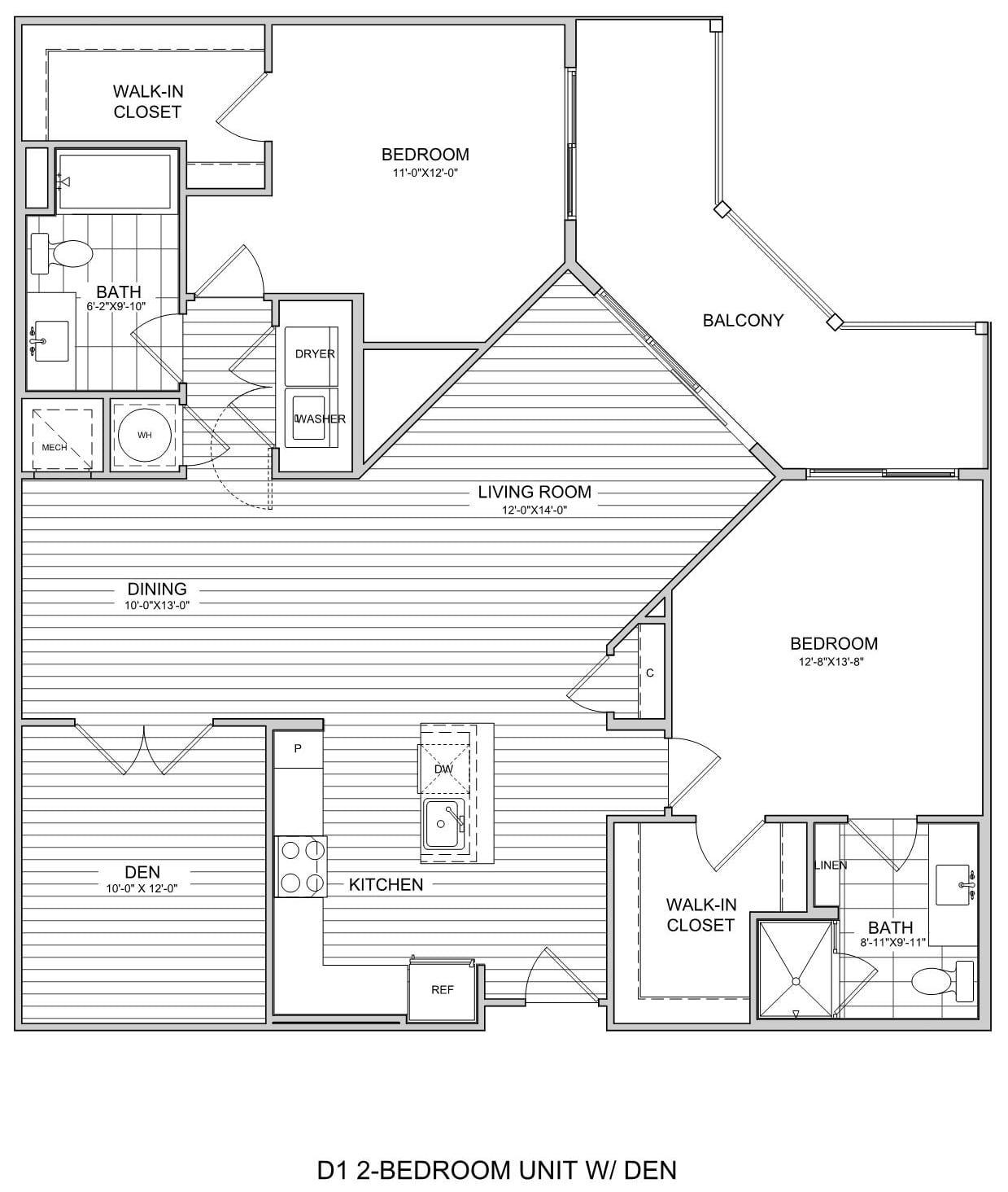 2 Bed/2 Bath Den-D1 floor plan