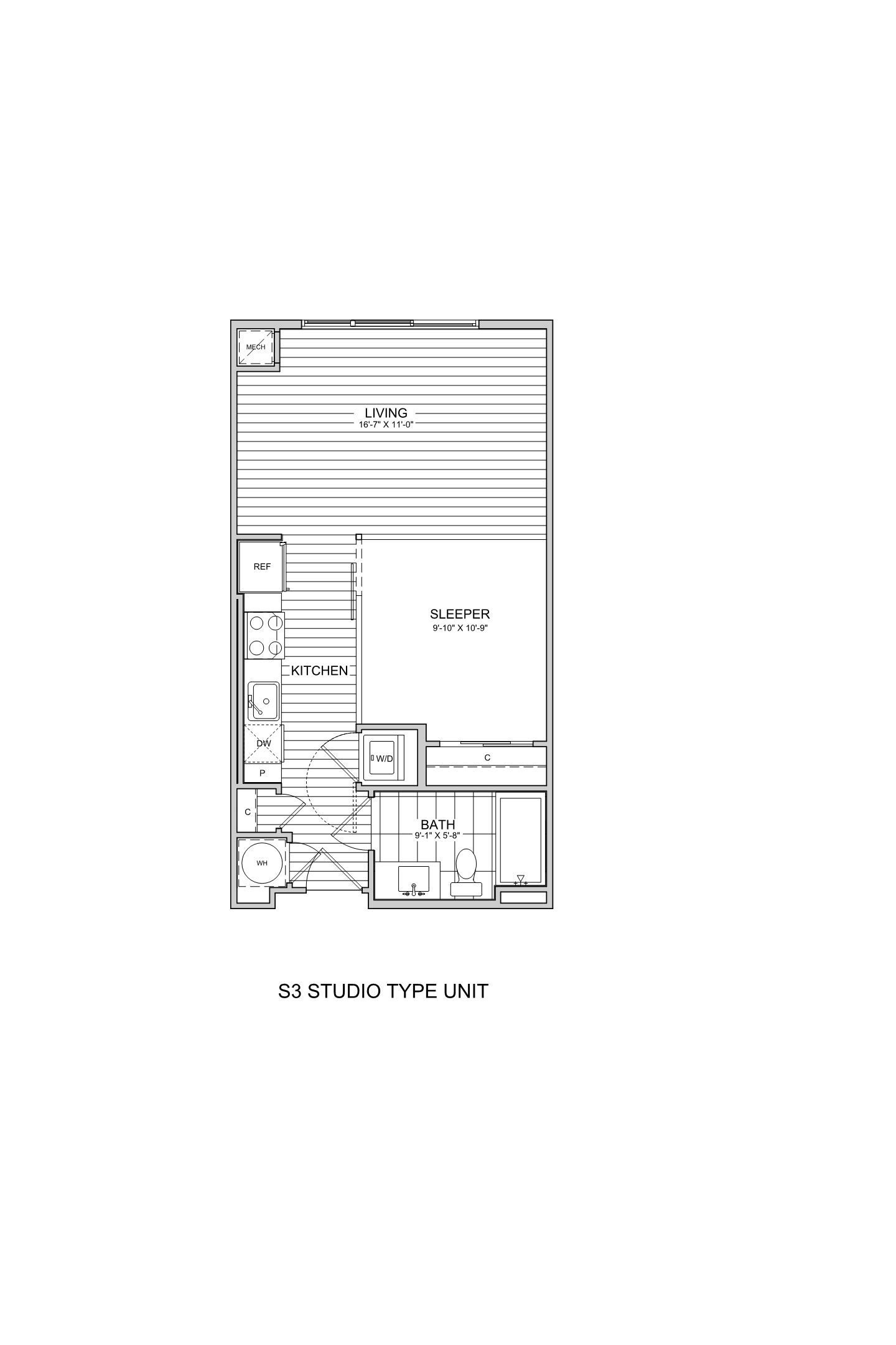 Studio-S3 WDU 100% floor plan