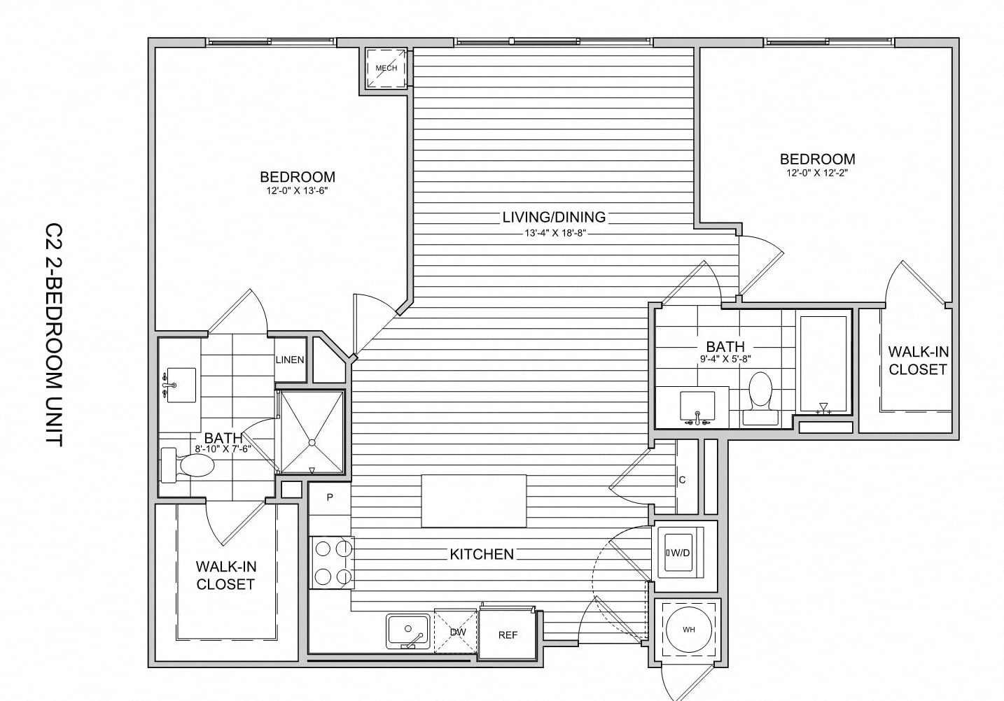 2 Bed/2 Bath-C2 floor plan