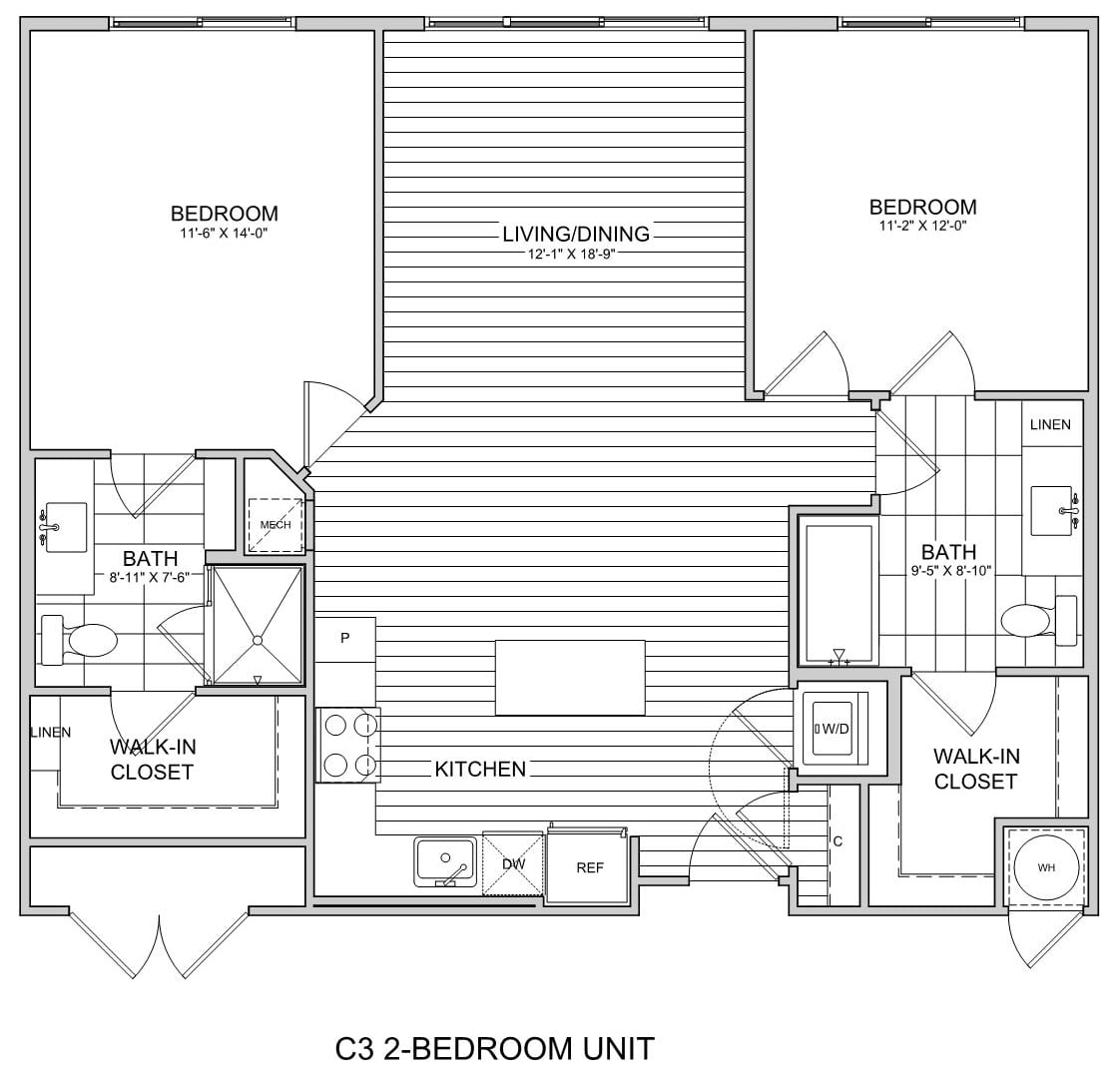 2 Bed/2 Bath-C3 floor plan