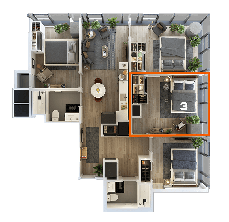 Co-Living LT-08 Bedroom 3 floor plan