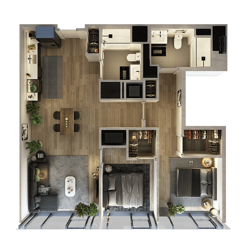 2 Bed-2 Bath floor plan