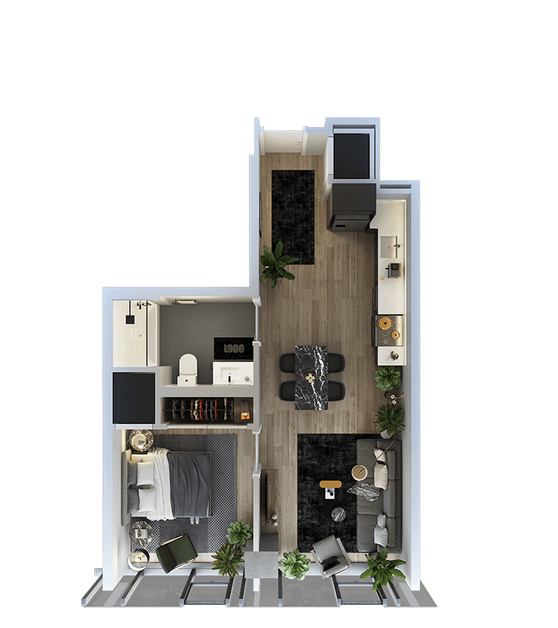 1 Bed-1 Bath-LT-10 floor plan