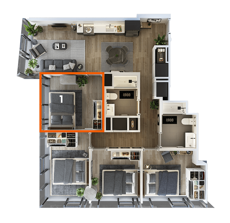 Co-Living LT-01 Bedroom 1 floor plan