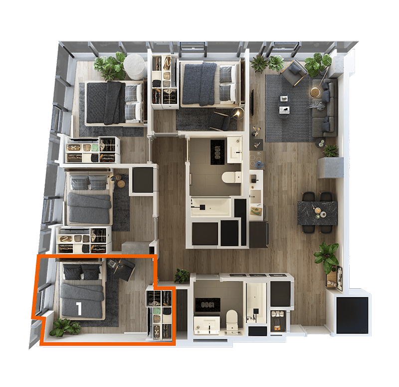 Co-Living LT-02 Bedroom 1 floor plan