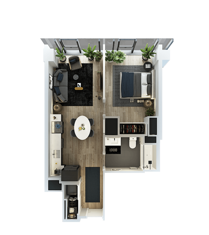1 Bed-1 Bath floor plan