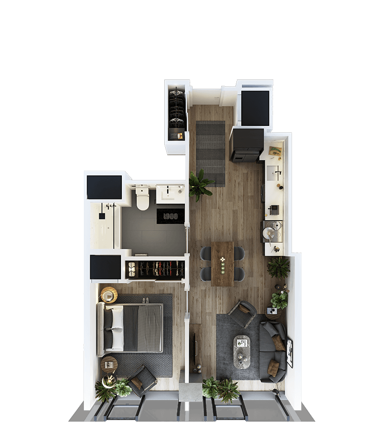 1 Bed-1 Bath-LT-11 floor plan