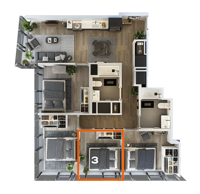 Co-Living LT-01 Bedroom 3 floor plan