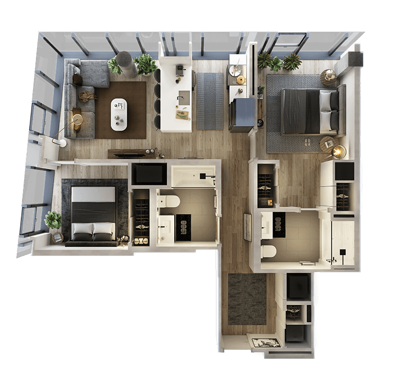 2 Bed-2 Bath floor plan