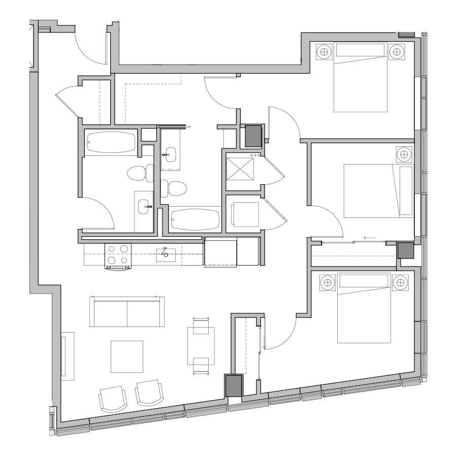 3 Bed-2 Bath-A floor plan