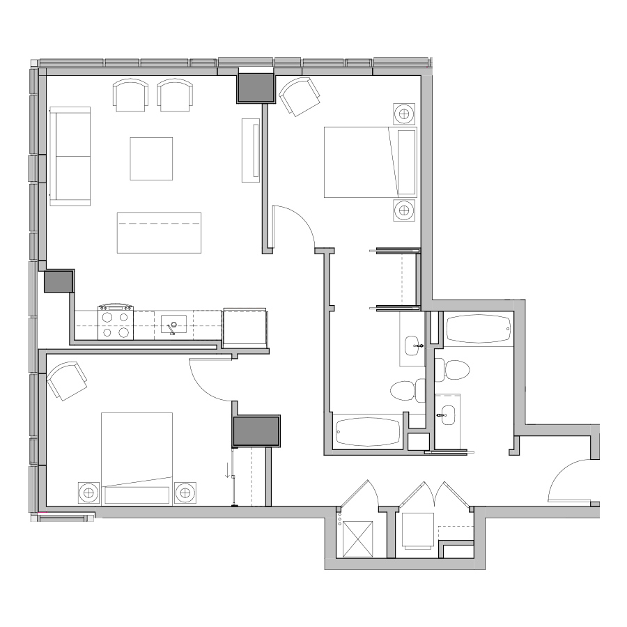 2 Bed-2 Bath-B floor plan