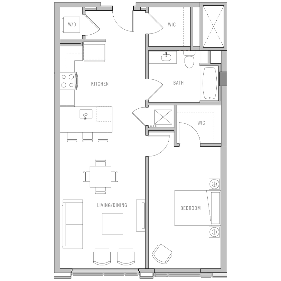 1 Bed-1 Bath-B7 floor plan