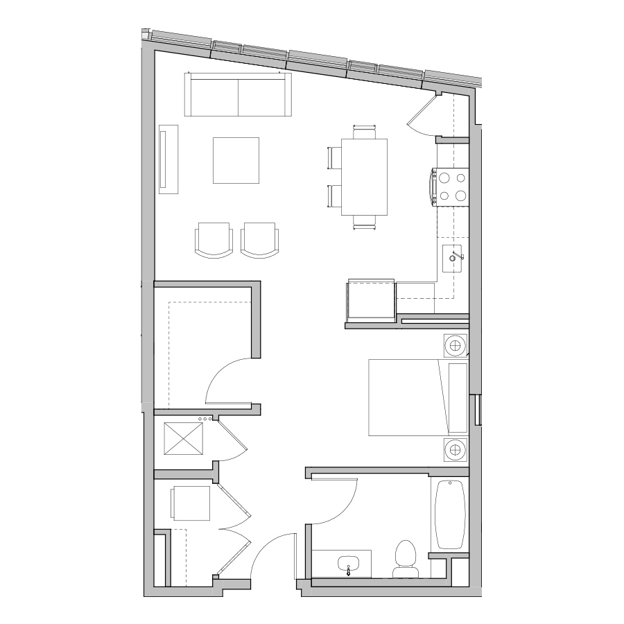1 Bed-1 Bath-OA floor plan