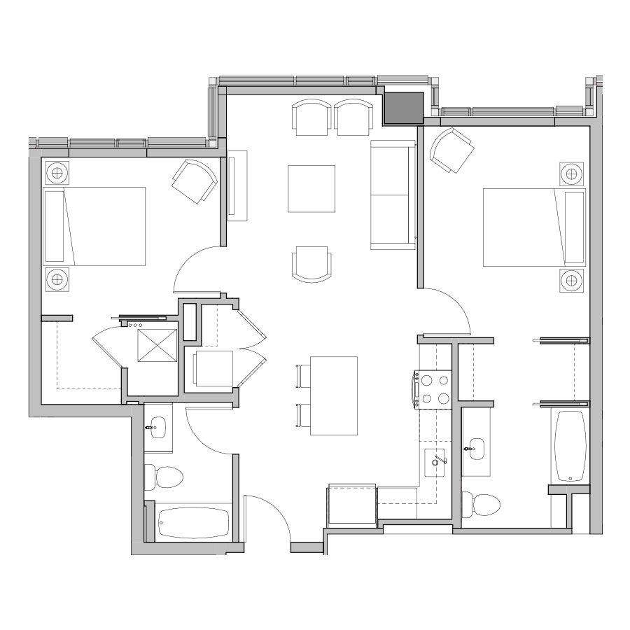 2 Bed-2 Bath-C floor plan