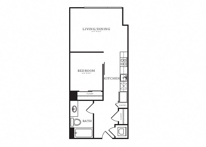 Jr 1 Bed/1 Bath-B1A floor plan