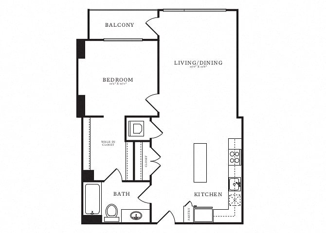 1 Bed/1 Bath-B8A floor plan