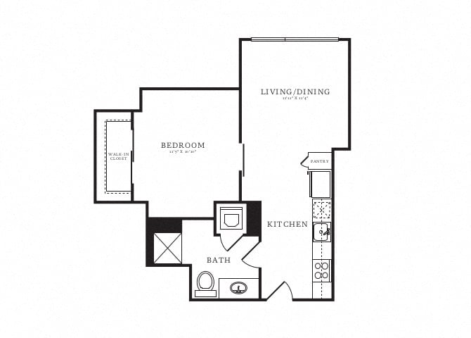 Jr 1 Bed/1 Bath-B2B floor plan