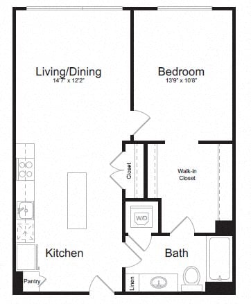 1 Bed/1 Bath-B5C floor plan