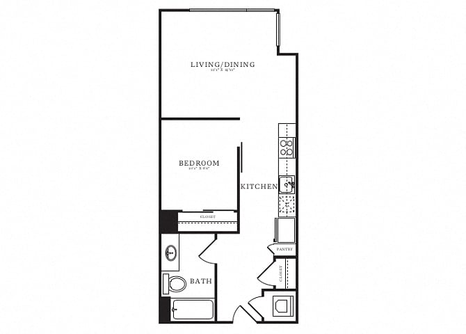 Jr 1 Bed/1 Bath-B1B.2 floor plan
