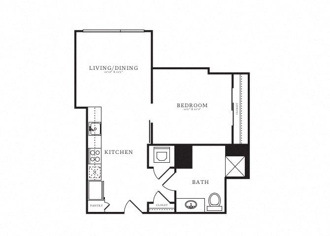 Jr 1 Bed/1 Bath-B2A floor plan