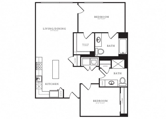 Jr 2 Bed/2 Bath-C1 floor plan