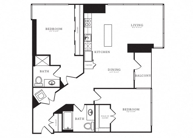 2 Bed/2 Bath-D2A floor plan
