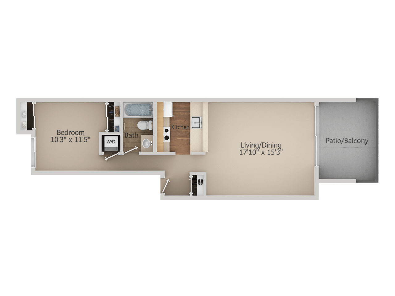 1 Bed/1 Bath-A floor plan