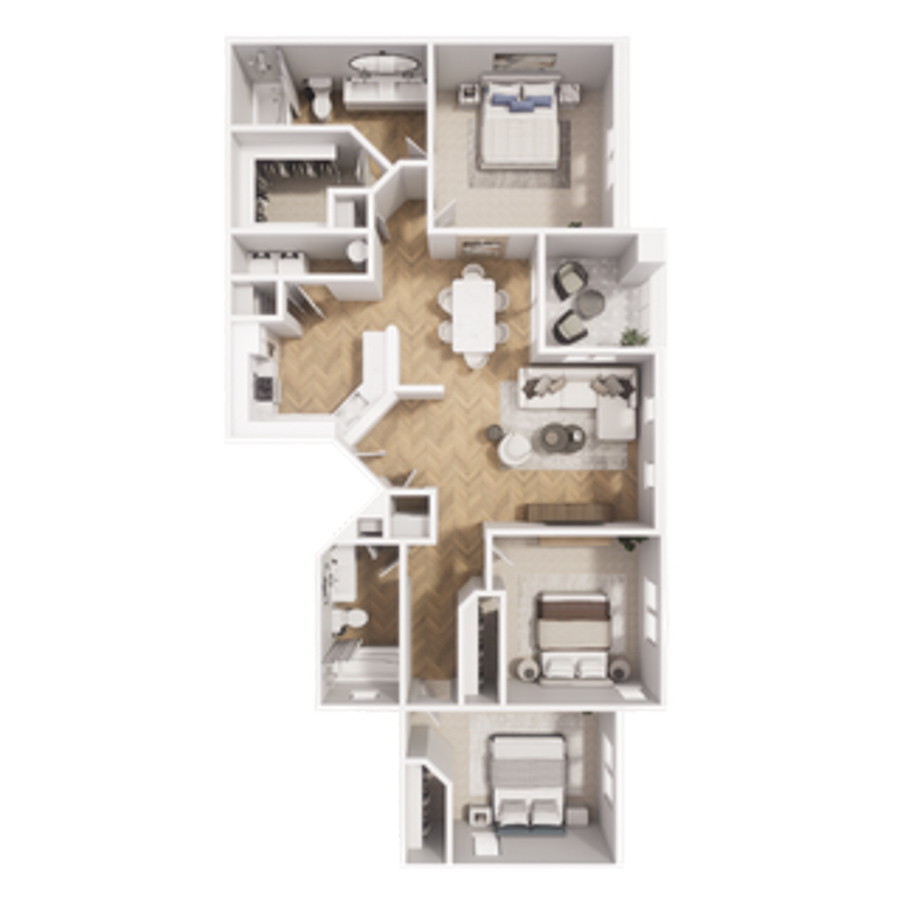 3 Bed 2 Bath floor plan