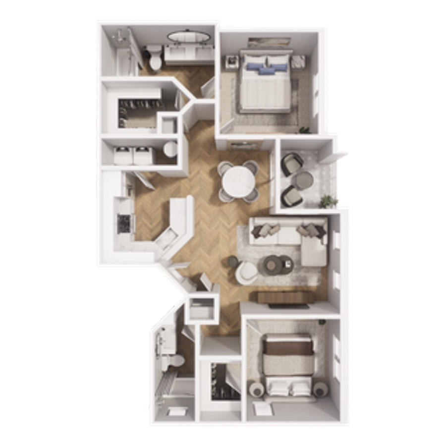 2 Bed 2 Bath floor plan
