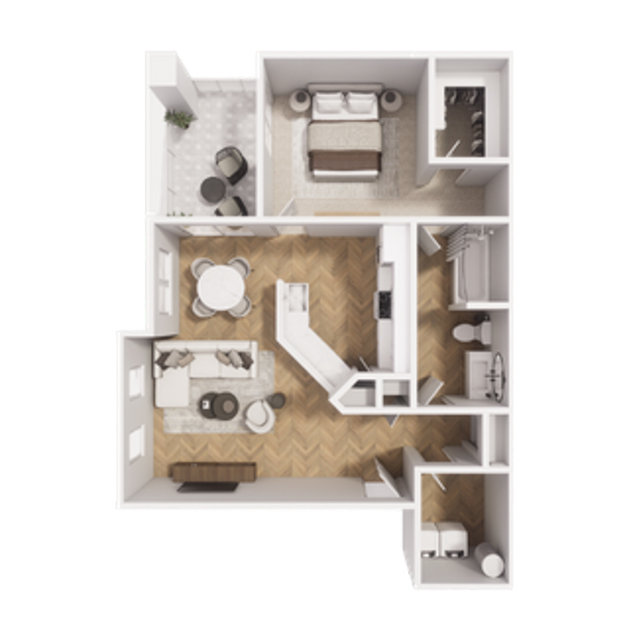 1 Bed 1 Bath floor plan