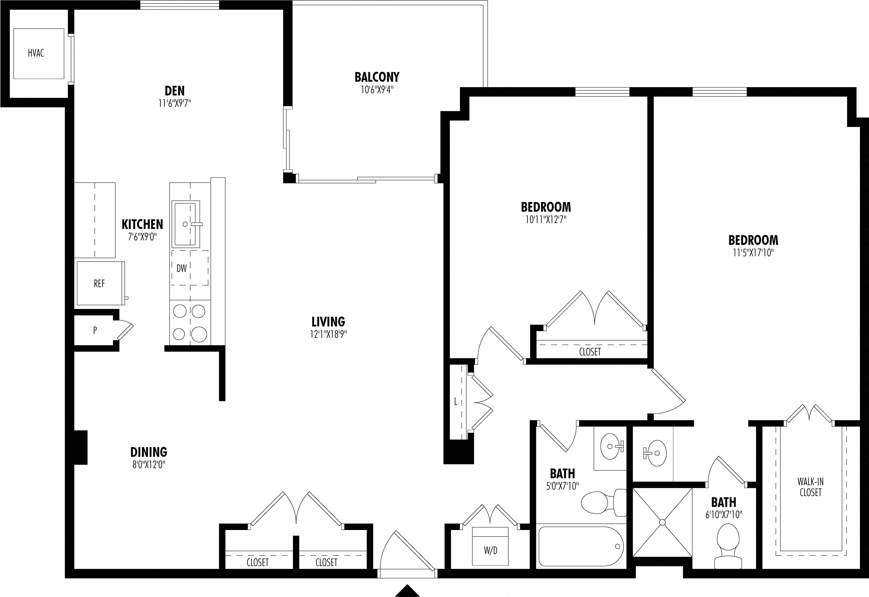 2 Bed/2 Bath-B2A floor plan