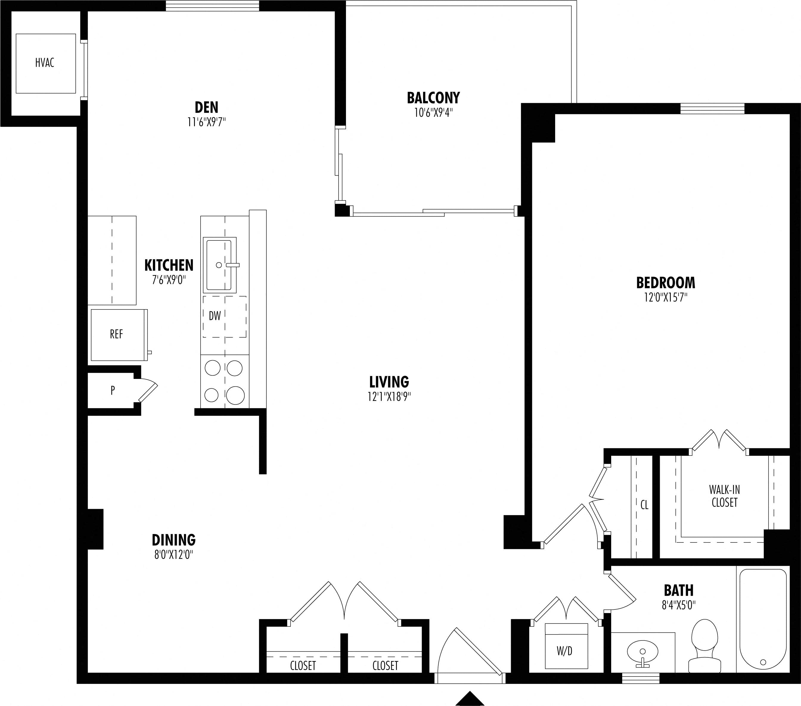 1 Bed/1 Bath-A1B floor plan