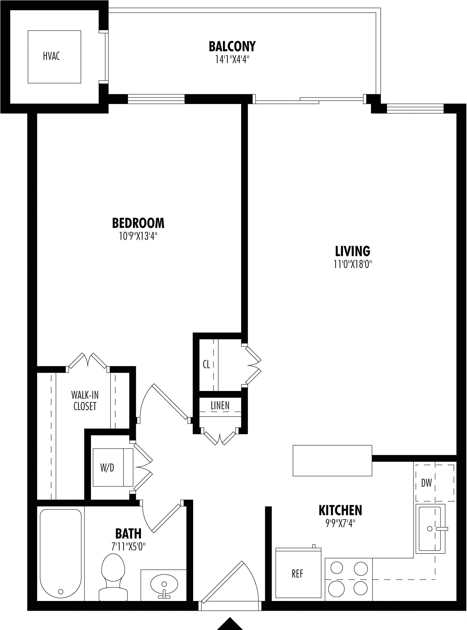 1 Bed/1 Bath-A1A floor plan