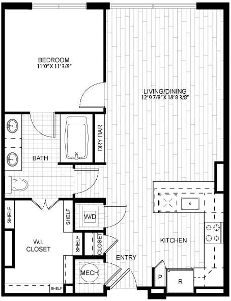 1 Bed/1 Bath-T_A03 floor plan