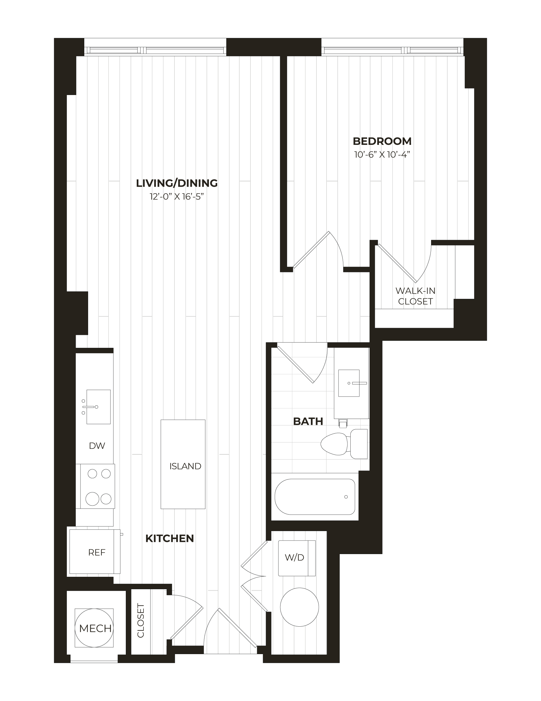 1 Bed/1 Bath-U14 floor plan