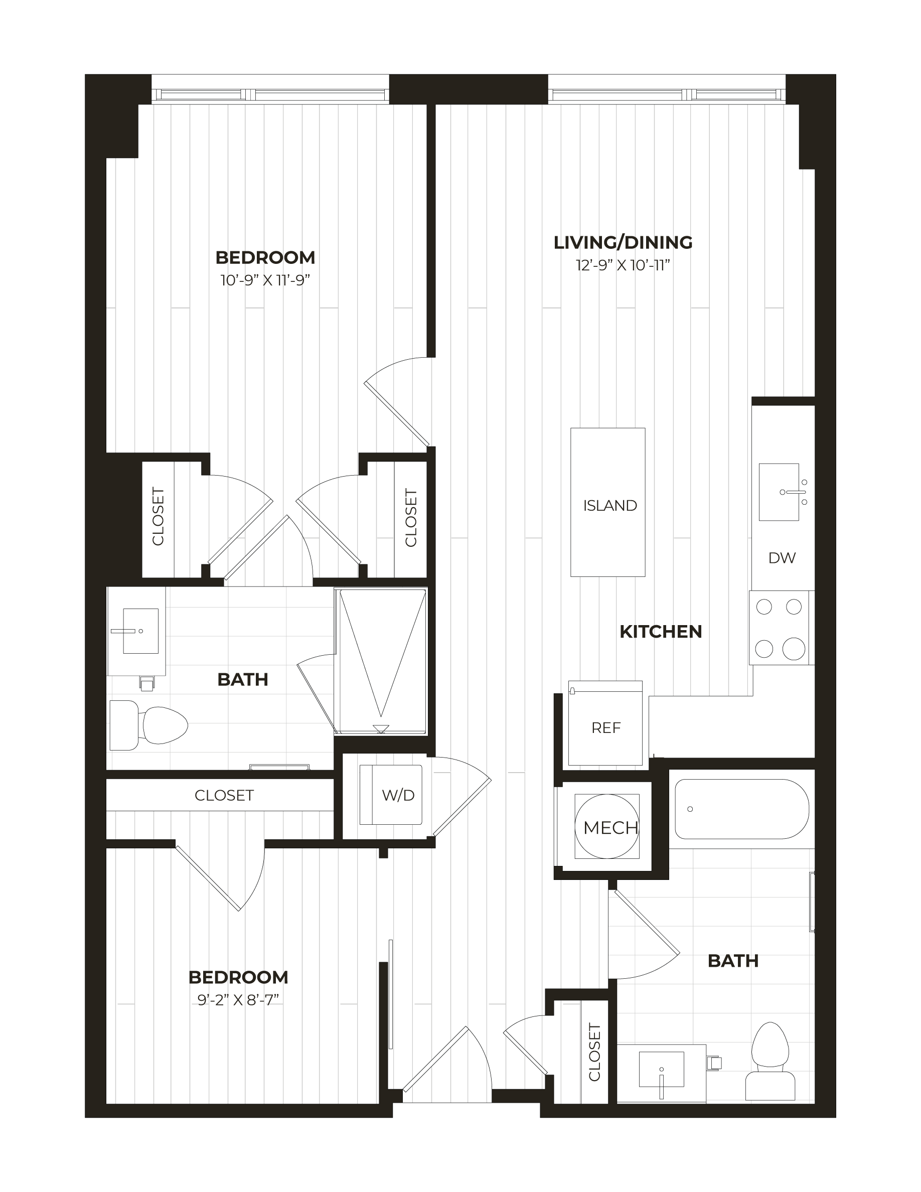 1 Bed/2 Bath Den-U12 floor plan