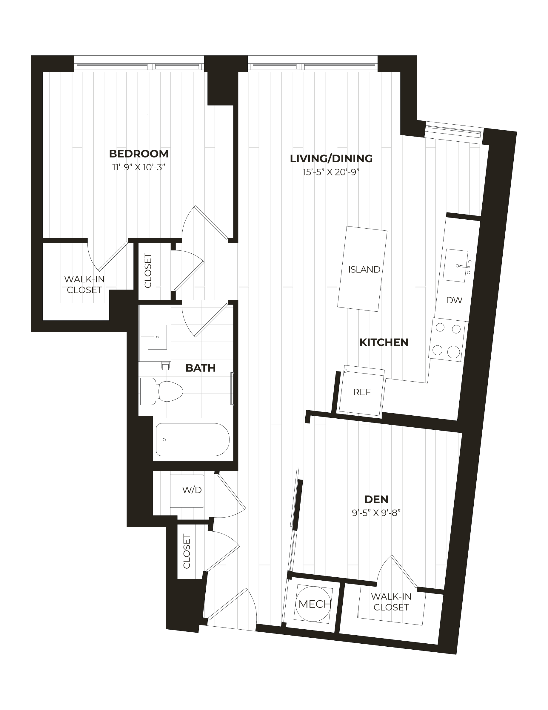 1 Bed/1 Bath Den-U32 floor plan