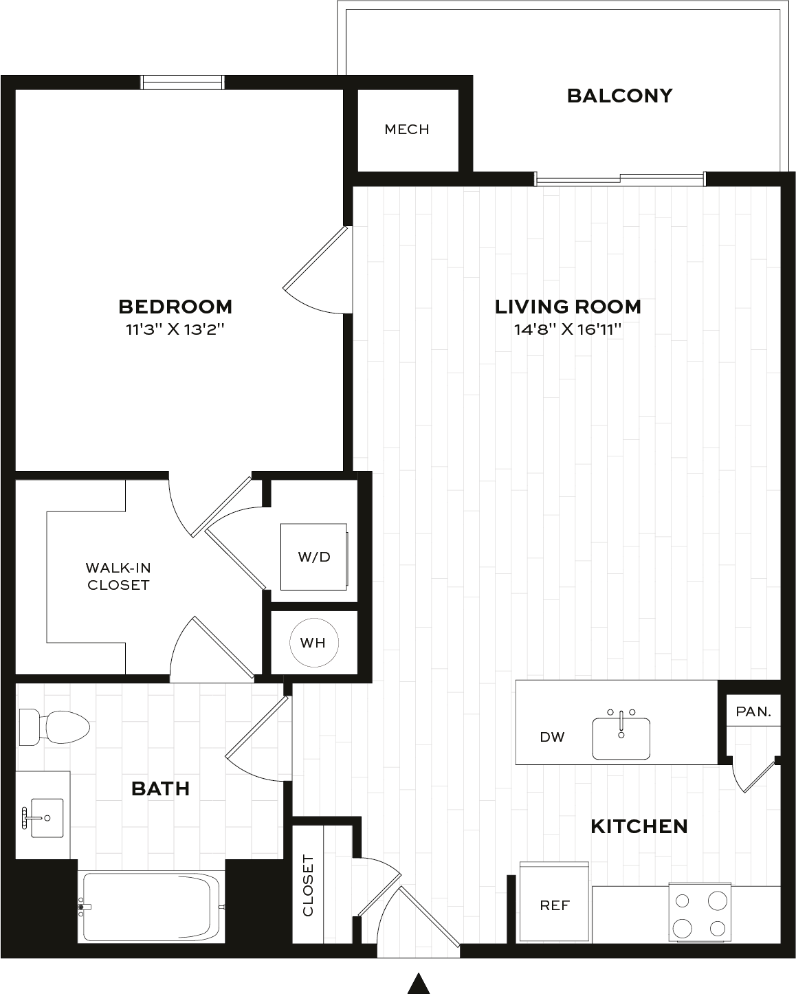 1 Bed/1 Bath-B-HA floor plan