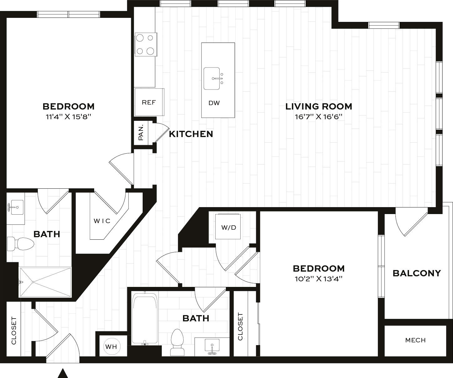 2 Bed/2 Bath-F1-X floor plan