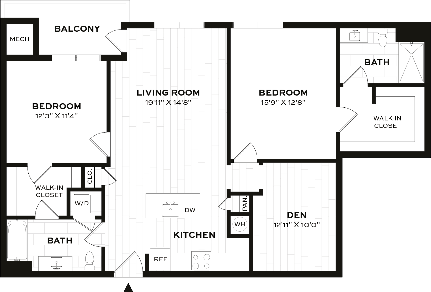 2 Bed/2 Bath Den-G floor plan