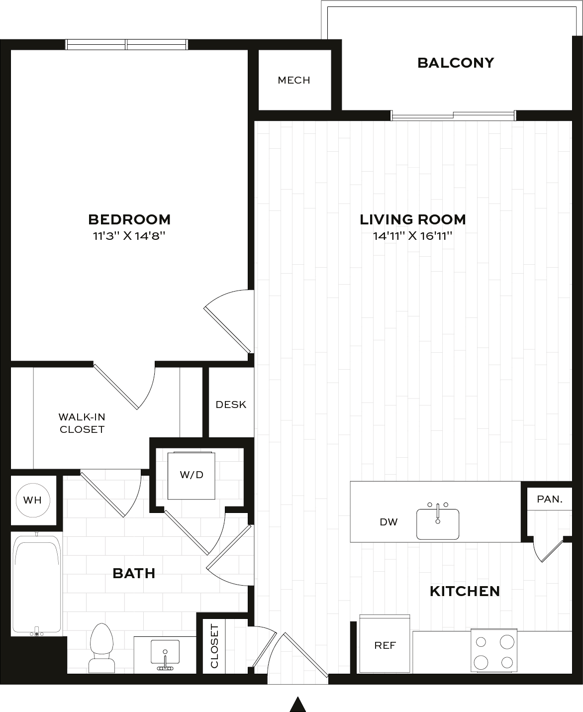1 Bed/1 Bath-B1-X floor plan