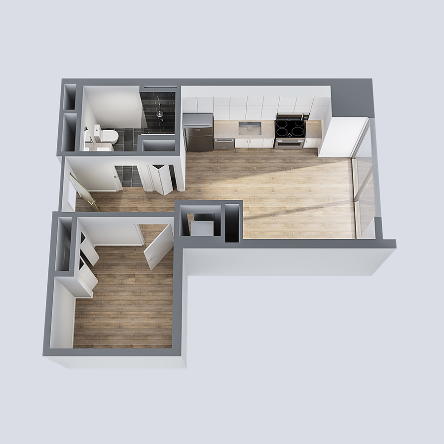 1 Bedroom Jr. Unfurnished floor plan