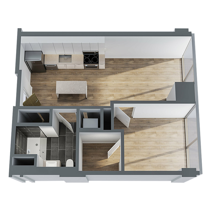 1 Bedroom Unfurnished floor plan