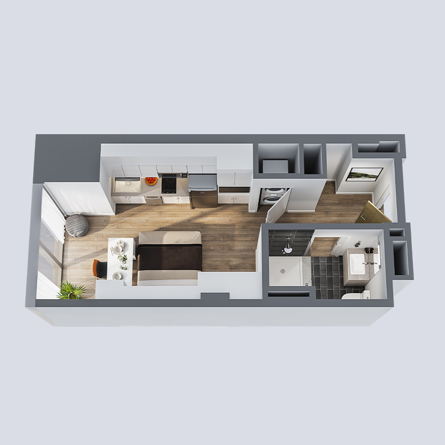 Studio Jr. Furnished floor plan
