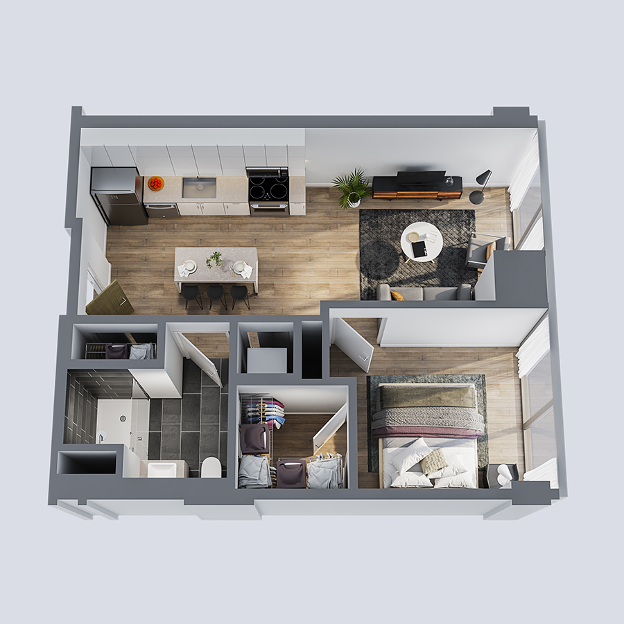 1 Bedroom Furnished floor plan