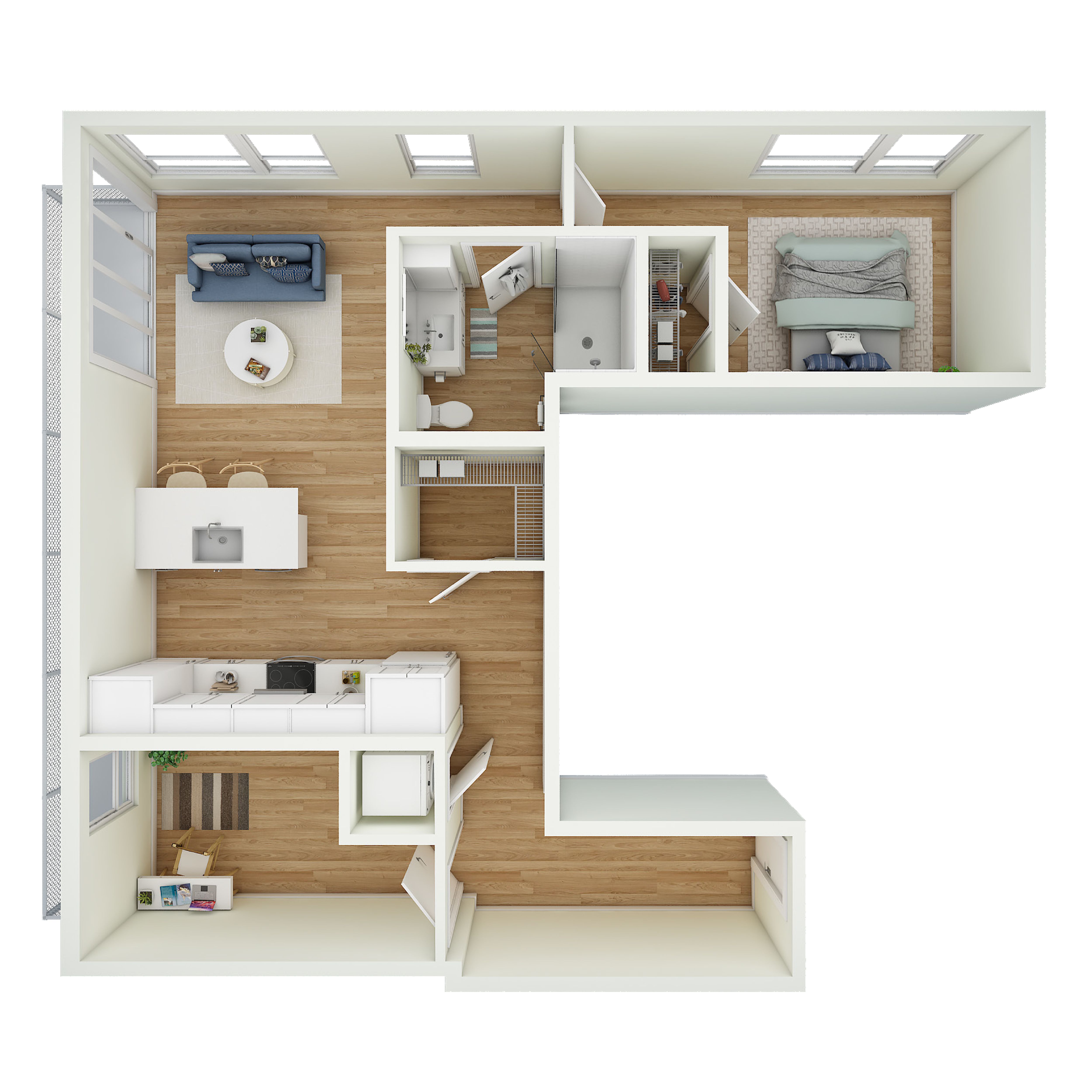 1 Bed 1 Bath + Den - a45.1 floor plan