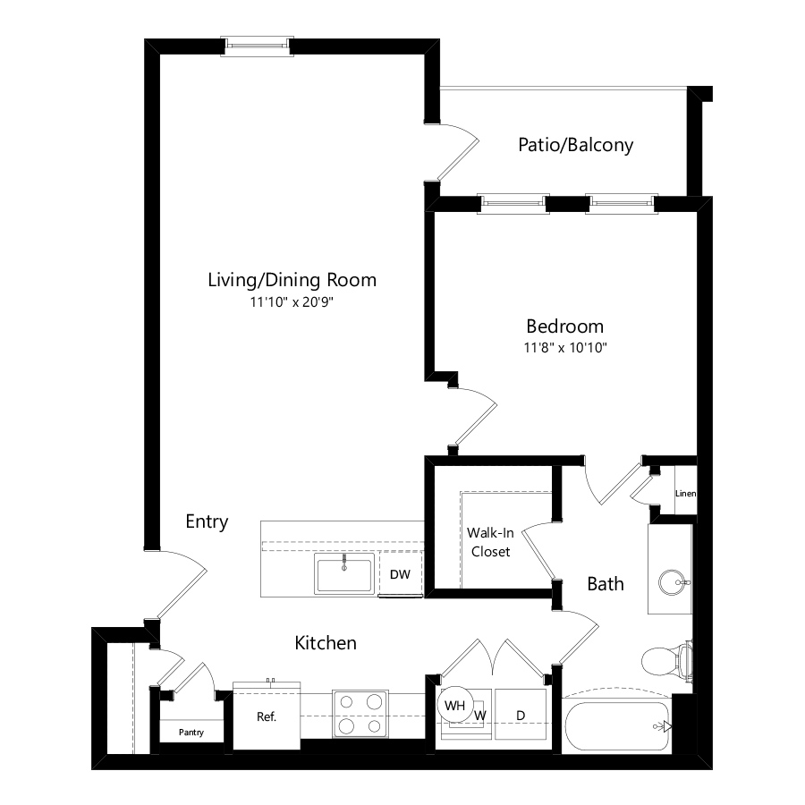 1Bi floor plan